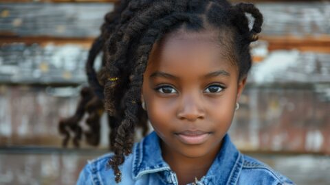 Melanin Babies Young girl with braided hair outdoors